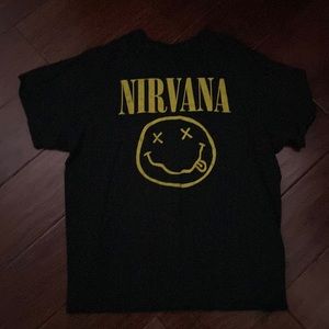 black and yellow nirvana tee